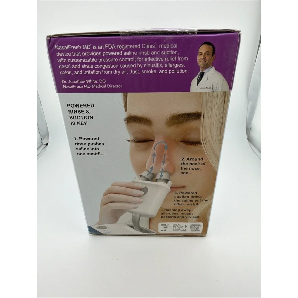NASALFRESH MD Dual Powered Nasal Sinus Irrigation System Rinse Wash 30 Packet